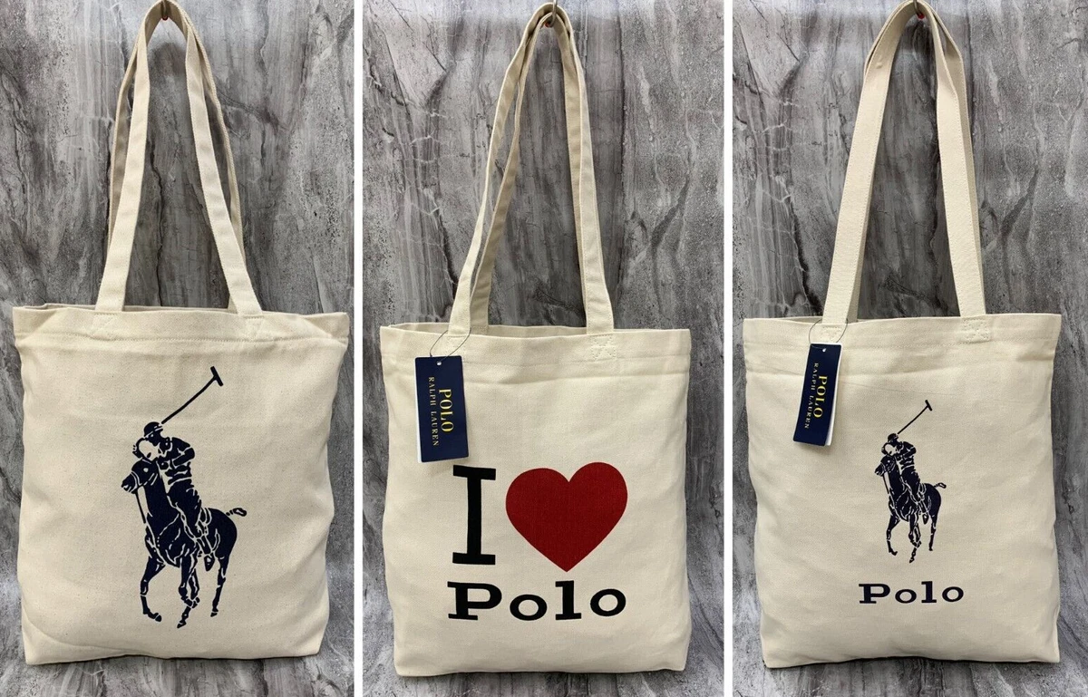 Polo Ralph Lauren Men's Canvas Tote Bag Cotton Shoppers Tote Market  Tote COMBO