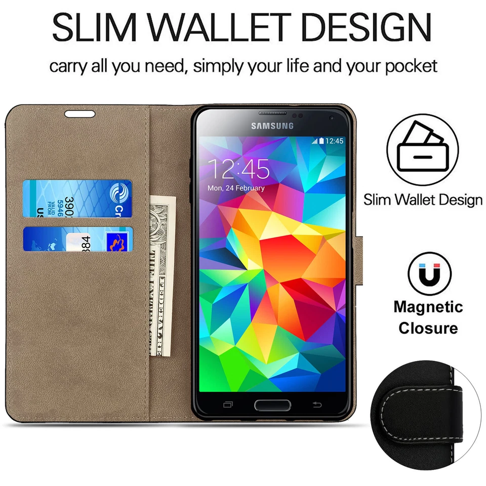 Case For Samsung Galaxy S5 Mini S4 S3 Flip Wallet Leather Magnetic Phone Cover - Image 3 of 4