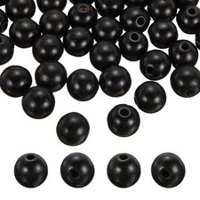 25 Pcs 20mm Black Natural Wood Beads w/ 5mm Hole Round Wooden Loose Spacer Ball