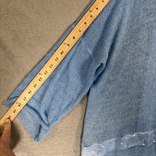 Belle France Sweater Women’s Size XL Roll Tab Sleeve Powder Blue Knit Lagenlook - Picture 12 of 19