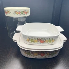 Corning Ware Spice of Life Set L’Echalote La Marjolaine Casseroles + Storage Jar