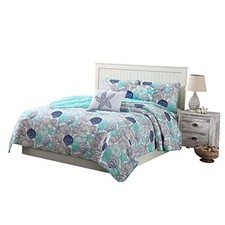 Queen Size Beach Themed Bedding 5-Piece Quilt Set, Queen Seashell Starfish