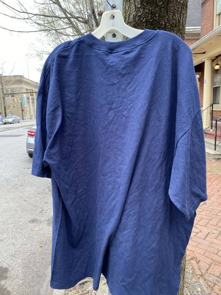 Camiseta Turística Vintage Años 90 Planet Hollywood Nueva York Desteñida Azul Marino Talla XXL Foto 2 de 4