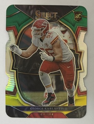 George Karlaftis 2022 Select Green and Yellow Prizm Die Cut #22 - KC Chiefs