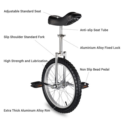 Monociclo Argento 18 In Ruota Mountain Wheel Antiscivolo Pneumatici Equilibrio Esercizio - Foto 3 di 10