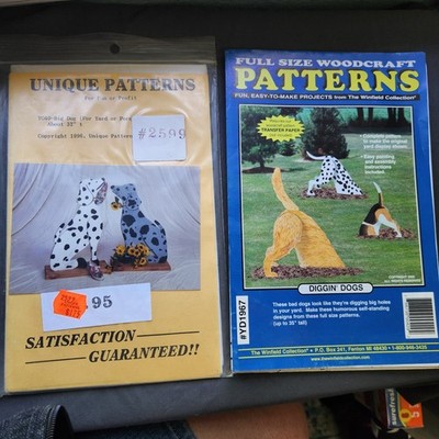 2 Woodcraft Pattern Lot Diggin Dogs & 32'' Big Dog Yard Art Winfield Collection