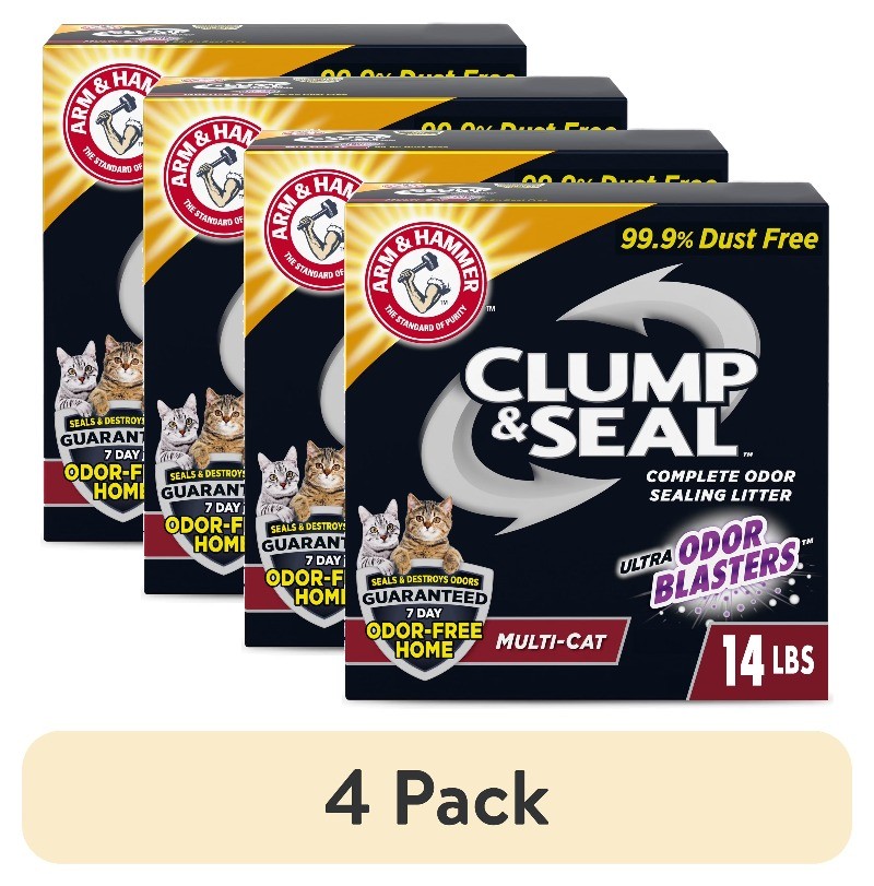 (4 pack) Multi-Cat Clump & Seal Litter, Odor Seal, Clumping,