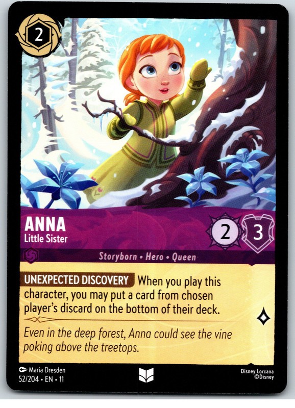 #52 Anna - Little Sister - Uncommon - Amethyst 2026 Disney Lorcana Winterspell