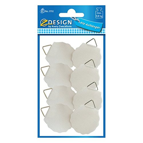 AVERY Zweckform 3732 Picture Hangers for Gluing 8 Pieces (Diameter 30 mm White S