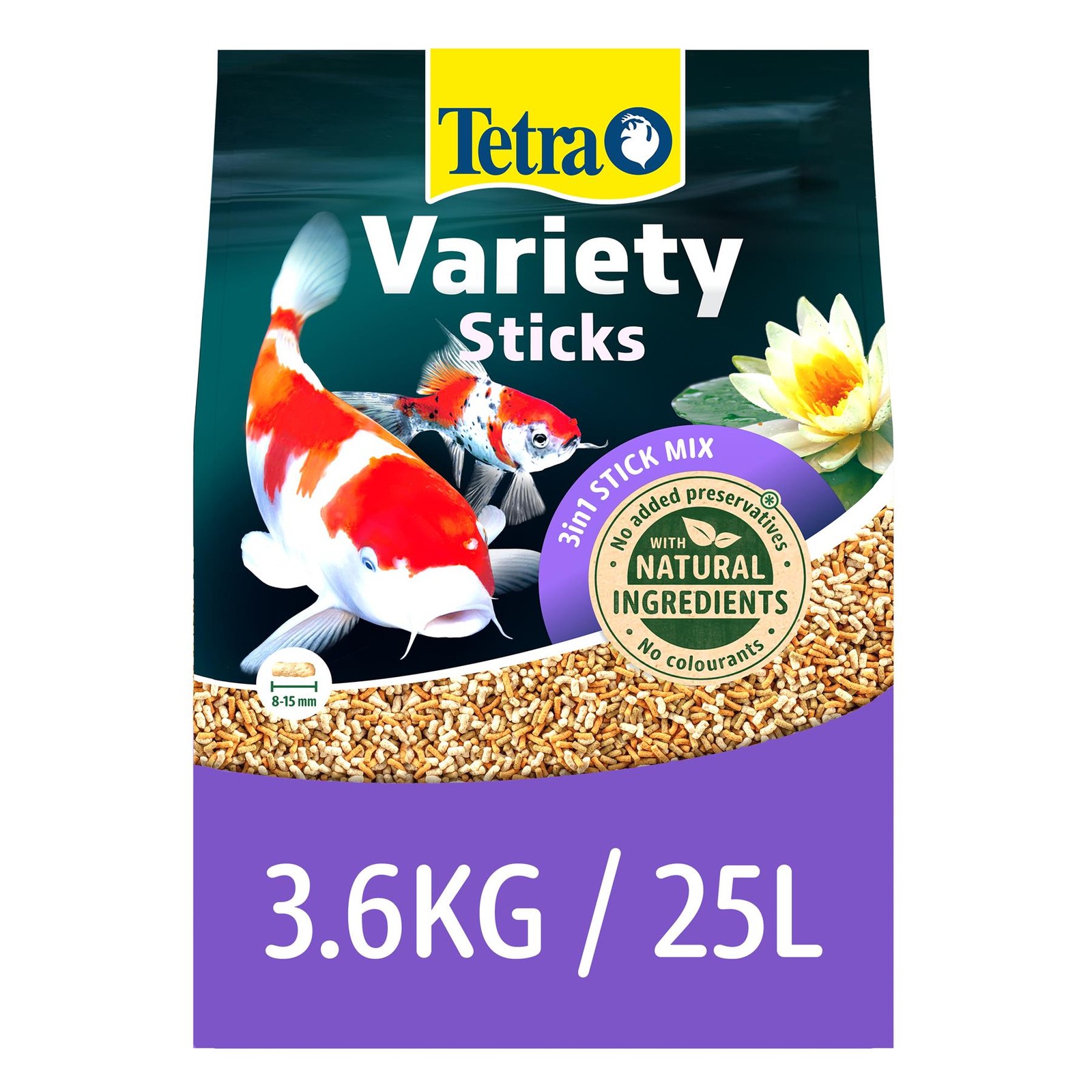 TETRA POND VARIETY STICKS 25L KOI CARP FISH FOOD FLOATING FEED FOR GARDEN PONDS