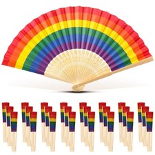 24 Pack Rainbow Folding Fans Gay Pride Handheld Folded Craft LGBT Pride Month...
