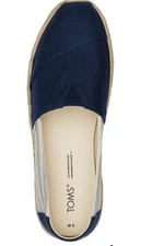 Tom's Women's Canvas Flats Size US 8.5 ( White /blue)