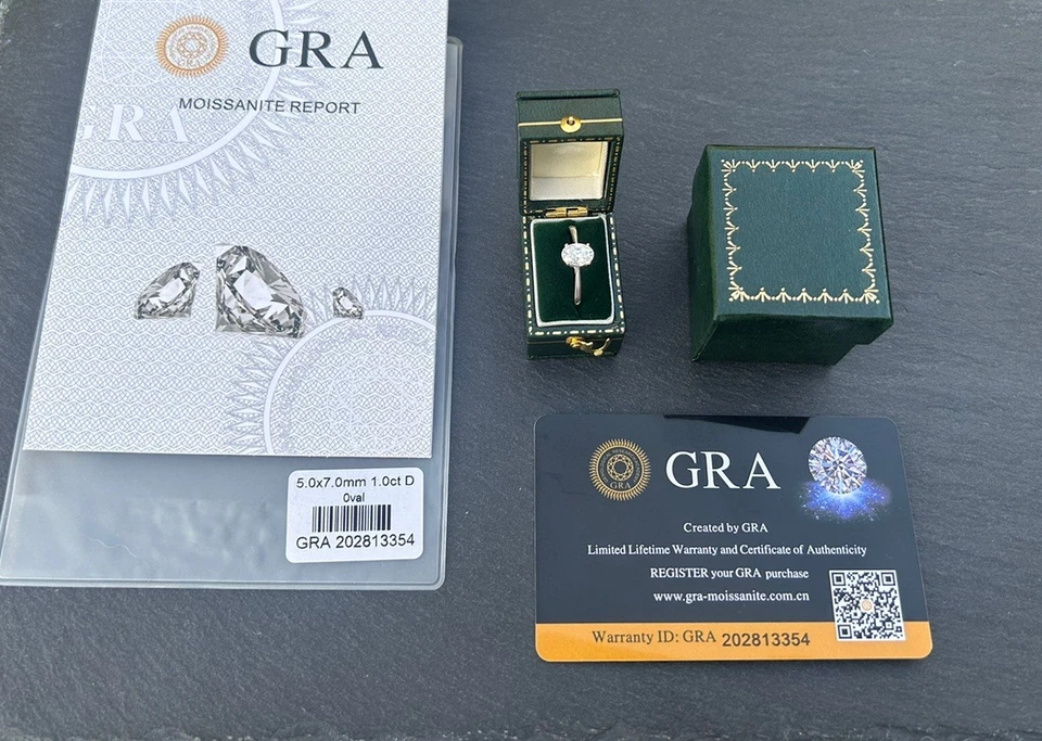 1ct Certified Moissanite Diamond Engagement Ring 925 Sterling Silver  - Image 2 of 4