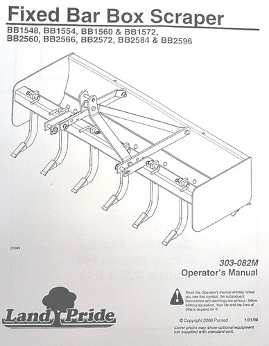 Land Pride 3-Point Box Scraper Tractor Implement BB15 BB25 series Owners Manual - 第 1/5 張圖片