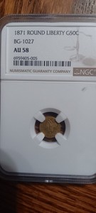 1871 50c California Fractional Gold ngc bg 1027  au58
