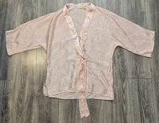 Vintage Victorias Secret Gold Label Floral Kimono Satin Robe Pink Women  s Size L