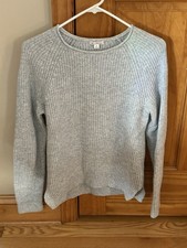 Gap Women's Grey Heather Ribbed Knit Wool Blend Sweater Crew Neck Women s Medium