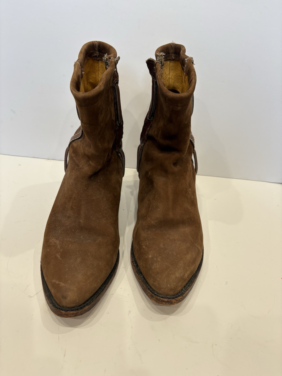 MENS RARE ADAMS SIETE LEGUAS BROWN NUBUCK WESTERN GOODYEAR WELT BOOTS SZ 9.5.