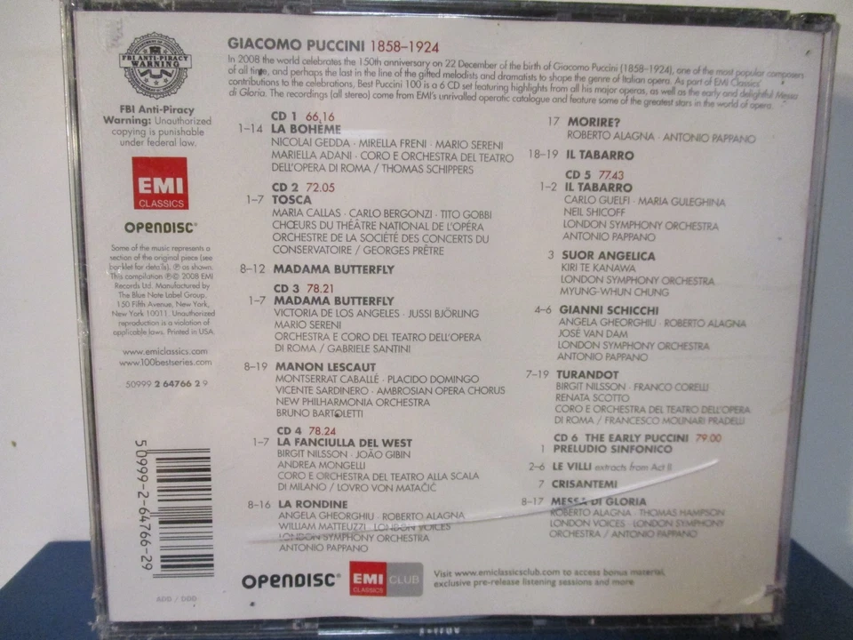 Best Puccini 100 - 6 CD Set - NEW SEALED - 25-3880 - Image 2 of 2