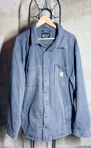 Carhartt Rugged Flex Relaxed Fit Shirt Jacket 3XL Tall Gray Lined Chore Workwear - Picture 2 of 11