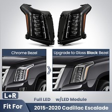 Full Led Headlight For 2015-2020 Cadillac Escalade All Black Leftright Pair
