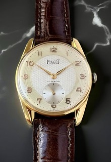 VTG PIAGET TWO TONE DIAL 35mm Ø TEXTURED DIAL GOLD PLATED CASE FROM 1940