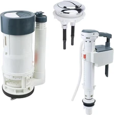 T Tulead Toilet Fill Valve, Dual Flush Valve, Push Button, Toilet Tank Parts Rep