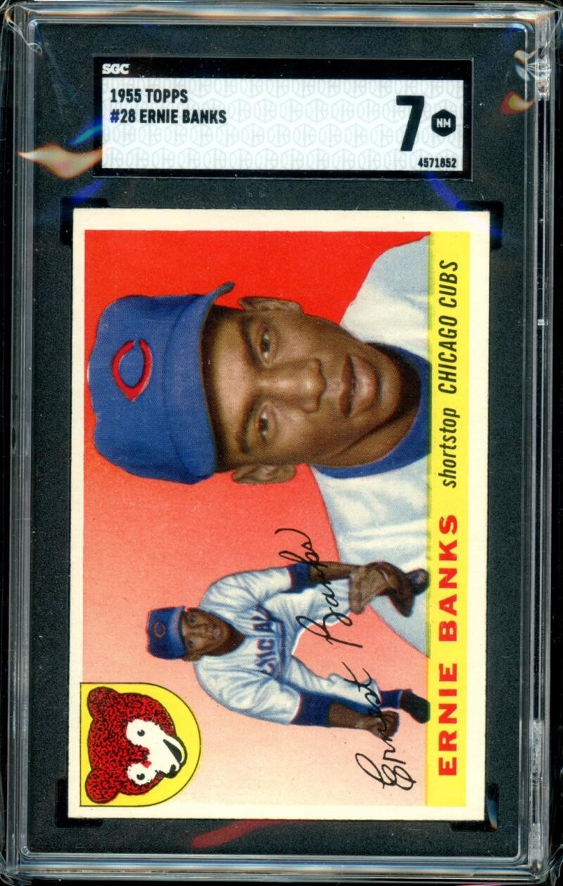 1955 Topps #28 Ernie Banks Cubs HOF (EAG) SGC 7 NM Near Mint