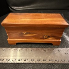 Small Wooden Rectangular Hinged Trinket Box Brown Wood Grain Finish