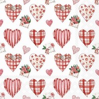 20 Servietten Lovely Hearts Dekorierte Herzen Liebesbriefe Verlobung Rot 33X33Cm