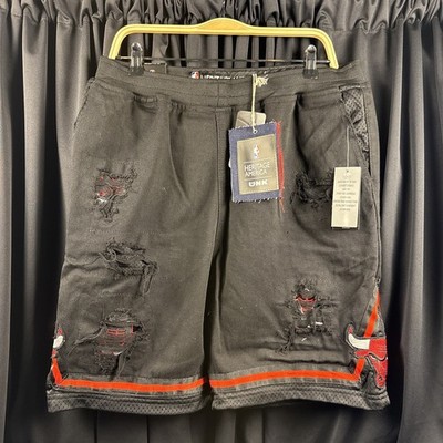 NBA UNK Heritage America Chicago Bulls Denim Jean Shorts Distressed Woman s XL