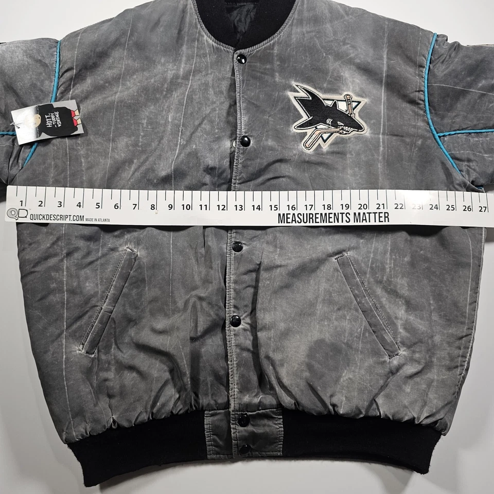 Винтажная мужская атласная куртка-бомбер 90-х Starter Center Ice San Jose Sharks НХЛ L - Изображение 4 из 4