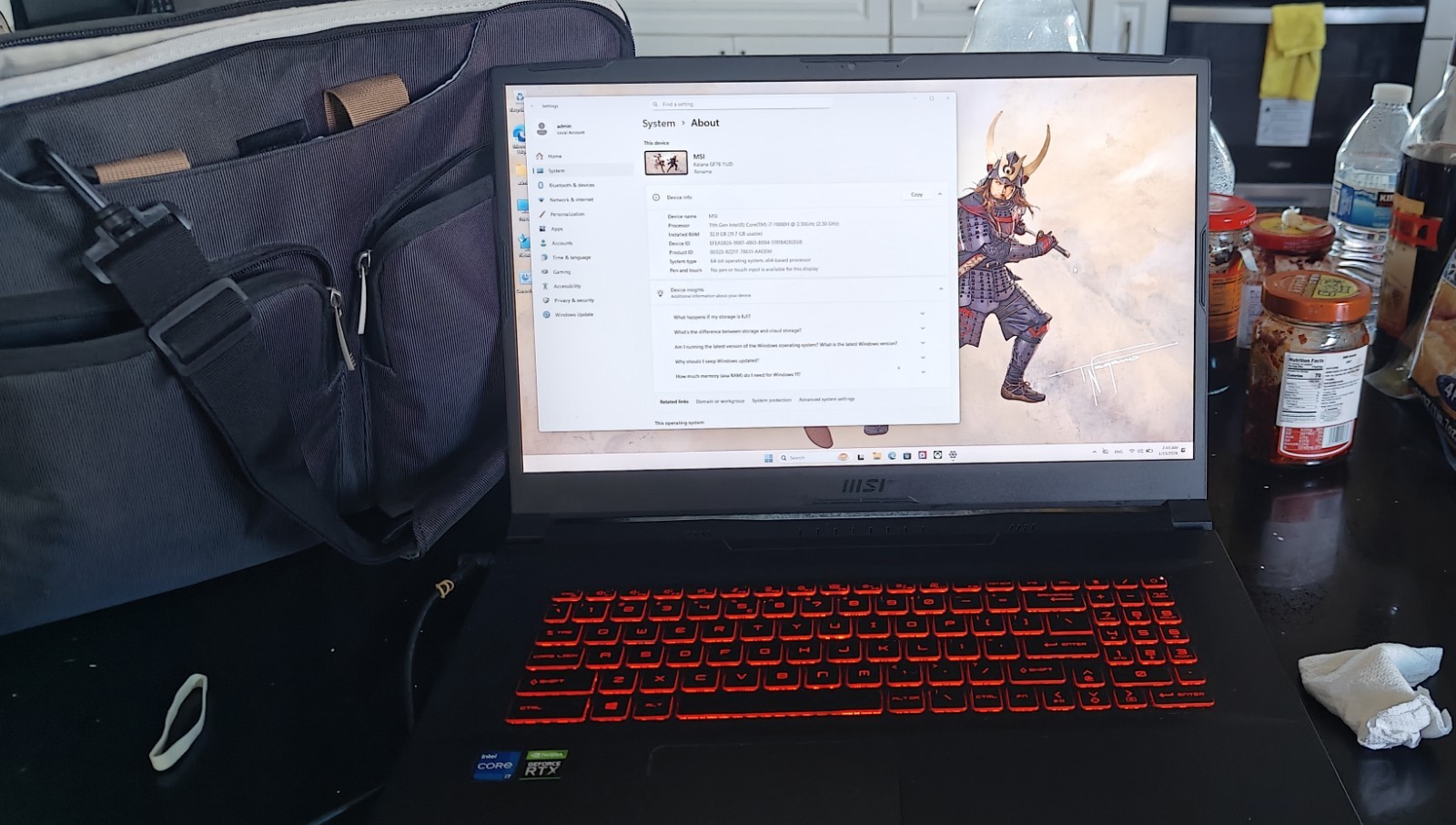 MSI Katana GF76 11UD | i7-11800H | 32GB RAM | RTX 3050 Ti |Laptop bag (included)