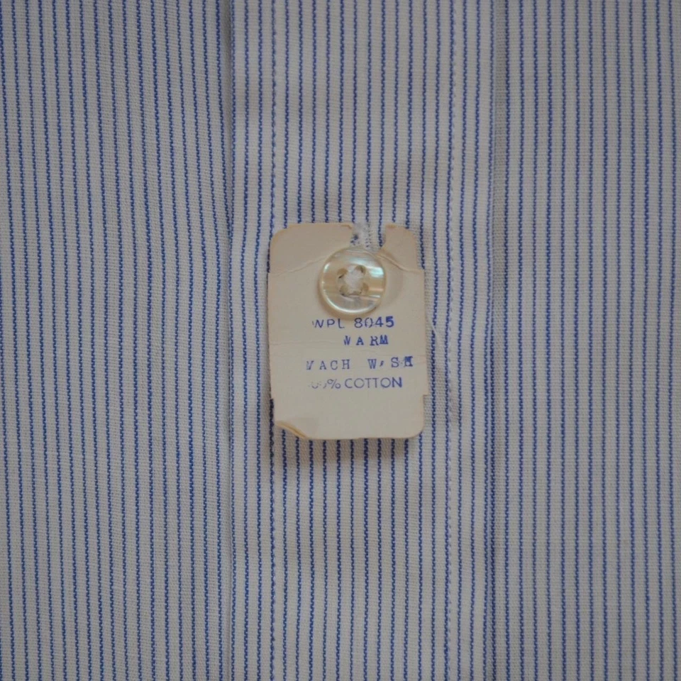 VTG 1990s J.Press flap pocket blue stripe oxford button down shirt 15.5 32 - Image 4 of 4