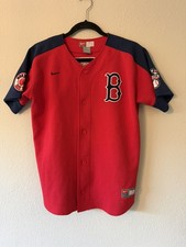 Nike Boston Red Sox MLB Jersey Red Youth Large Baseball Button Up 33 Varitek