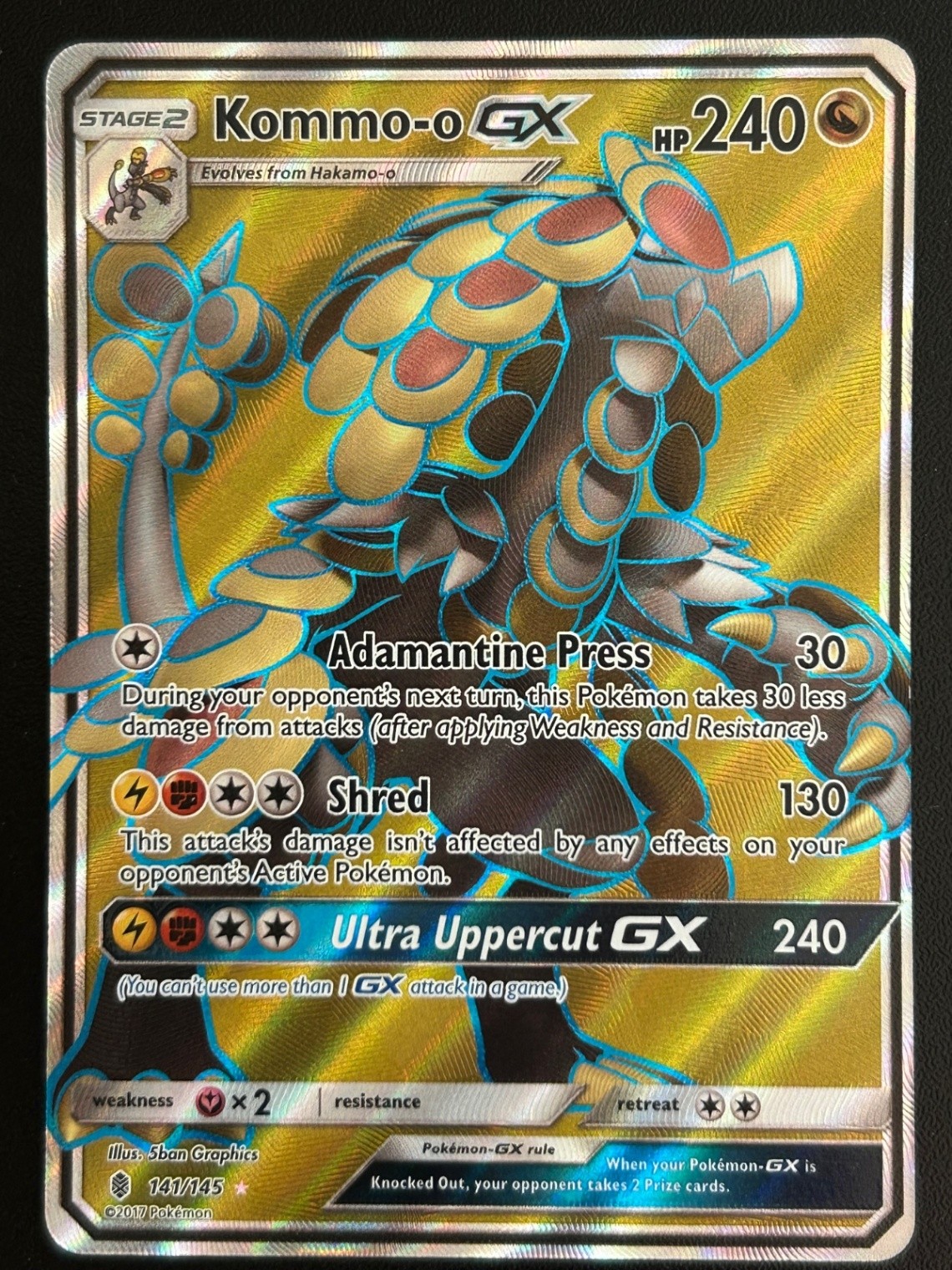 Kommo-o GX (Full Art) 141/145 Holo Ultra Rare SM - Guardians Rising NM