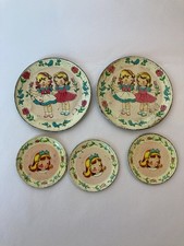Vintage Chein Tin Litho kids tea set plates See description