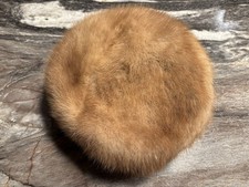 Vintage 1950s Max Bogen Mink Fur Pillbox Hat Brown Precious Furs