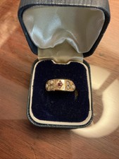 Vintage 9 Ct Gold Ring Ruby And Seed Pearls