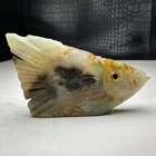 Natural Crystal Mineral Specimen. Amazon Stone. Hand-carved FISH .Statue.BO