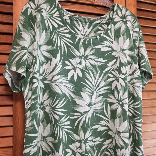 Denim & Co. Women's Green Floral Midi Dress Stretch Short Sleeve Size LP - Picture 5 of 11