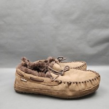 L.L. Bean Wicked Good Slippers Shoes Mens 11 W Brown Suede Shearling Moccasin