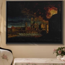 Vintage Cityscape Canvas Print Oil Painting Gothic Cathedral Wall Art Decor
