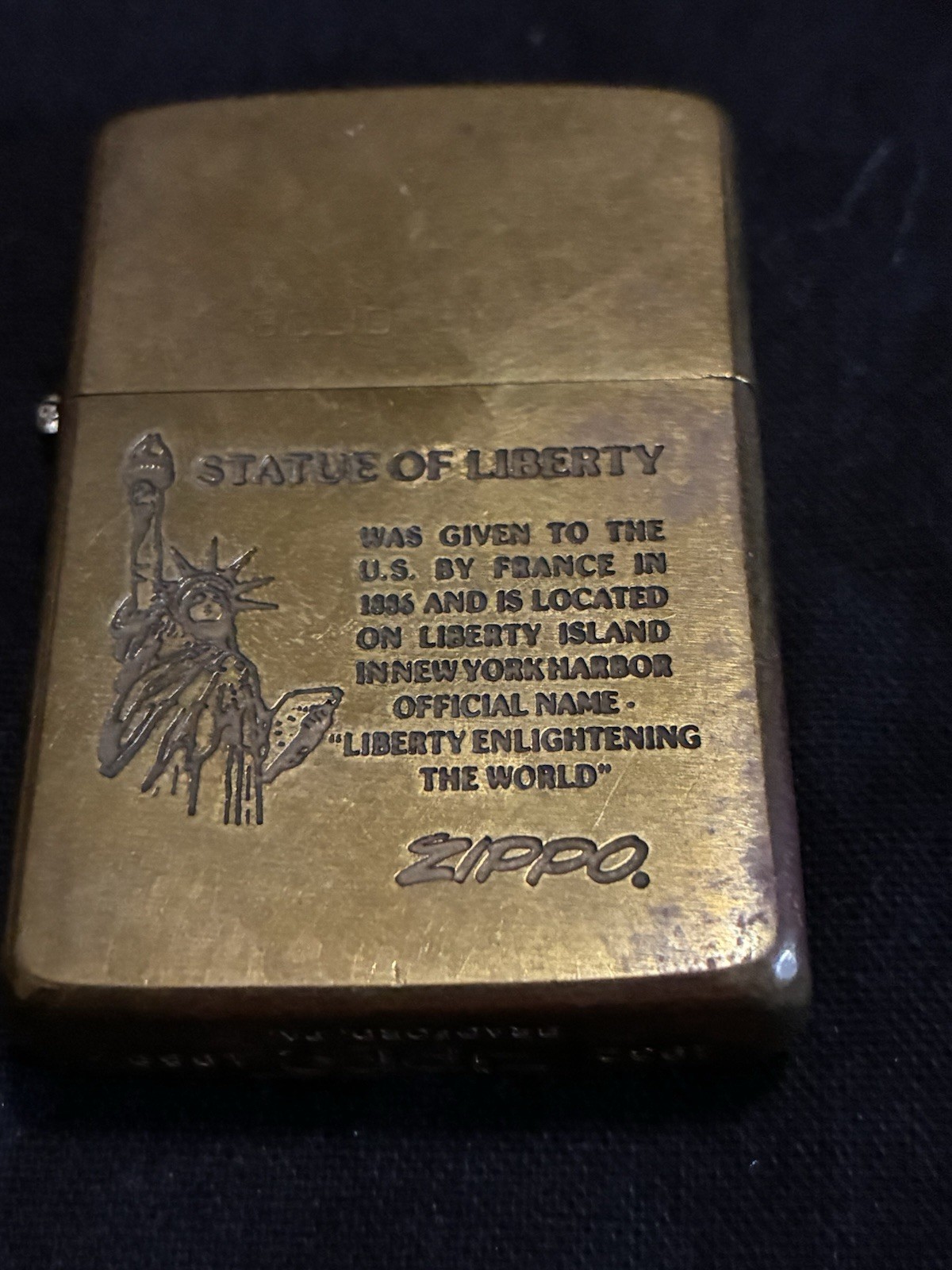 Zippo Statue of Liberty accendino in ottone/bronzo con incisione 1932-1989