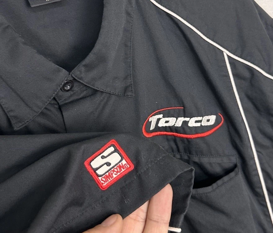 Simpson Torco Racing Men’s Black Mechanic Pit Crew Button Up Shirt Size XL - Image 4 of 4