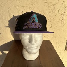 VINTAGE Arizona Diamondbacks Cap Hat Boys Snap Back Black Purple Teal Baseball