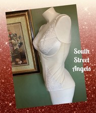 VINTAGE WACOAL 80109 IVORY TAPESTRY FIRM SHAPER BODYSUIT w UNDERWIRE 34DD