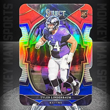 2022 Select Football - Tyler Linderbaum Rookie RC - #74 DIE CUT RED BLUE PRIZM