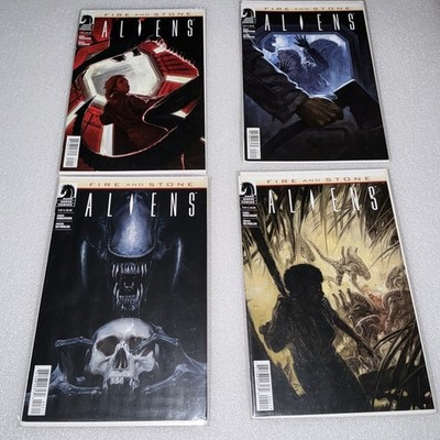 Aliens Fire and Stone Comic Set 1-2-3-4 used vgc bagged boarded rare oop 