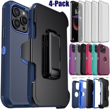 For iPhone 12 Pro Max/12 Pro/12 Kickstand Belt Clip Case Cover Screen Protector